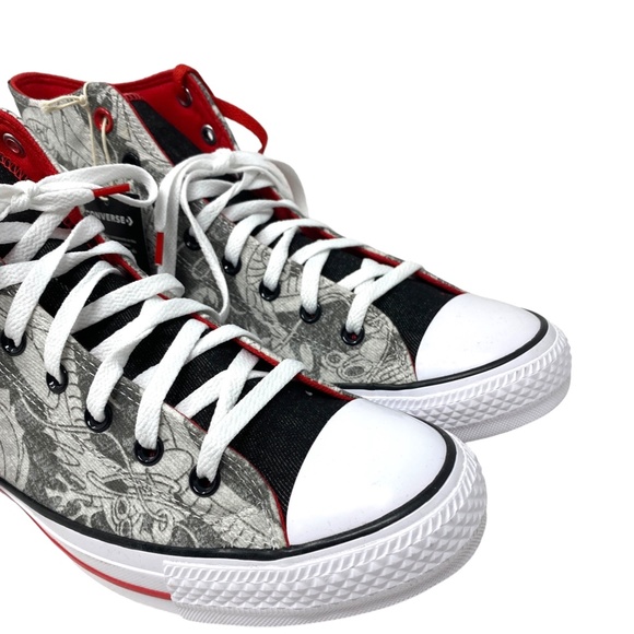 Converse Chuck Taylor High Top Men Shoes Gray Red Canvas Skate A08702C - Picture 4 of 9